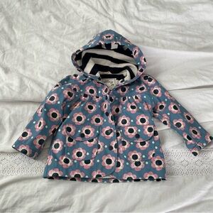 Hatley Raincoat Sz 12 mo. Girls Floral Flower Terry/Fleece Warm Blue Pink